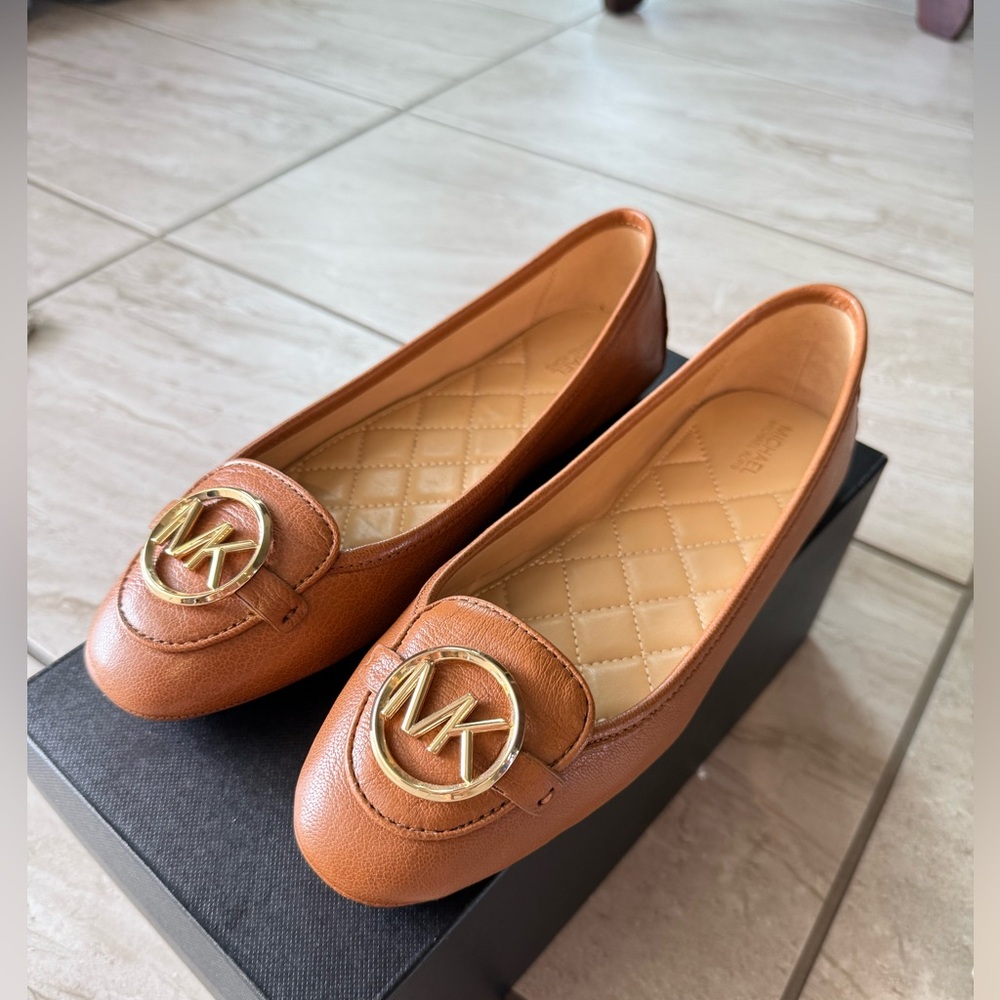 Michael Kors brown leather moccasin flats